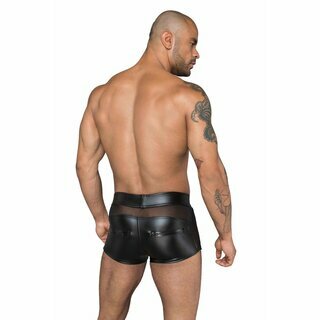 Noir Handmade - Short aus Powerwetlook und 3D-Netz XL