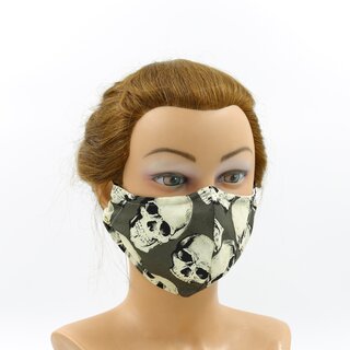 Mund-Nasen-Behelfsmaske - Frauen - Schwarz mit Totenköpfen