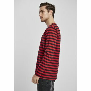 Urban Classics - Regular Stripe LS - schwarz/rot 2XL