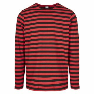 Urban Classics - Regular Stripe LS - schwarz/rot 2XL