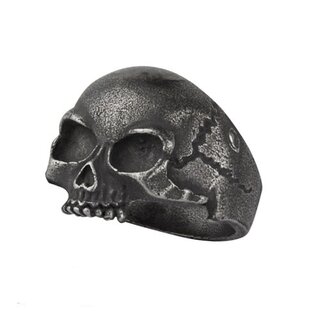 etNox - Edelstahlring - Gun Metal Skull 59