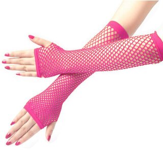 Fingerlose Netzhandschuhe - lang pink
