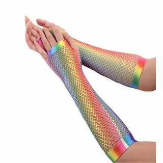 Fingerlose Netzhandschuhe - lang lila