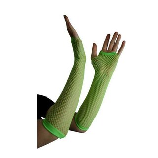 Fingerlose Netzhandschuhe - lang neon grün