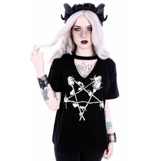 Restyle - Shirt with v-neck and choker - Rose Pentagram 3XL