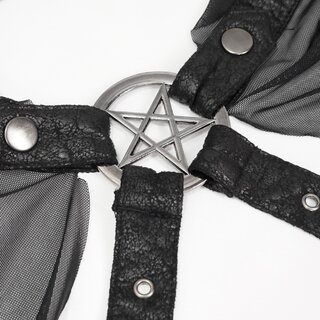 Devil Fashion - Netzumhang mit Kapuze mit Pentagramm