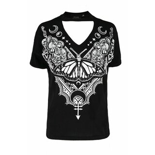 Restyle - T-Shirt with Choker - Henna Butterfly M