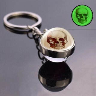 Schl�sselanh�nger - Glaskugel - Skull orange
