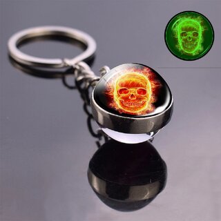 Schl�sselanh�nger - Glaskugel - Skull orange