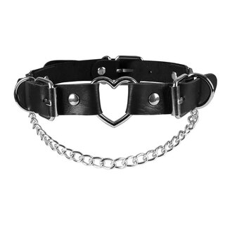 Halsband - Nieten und Herzschloss