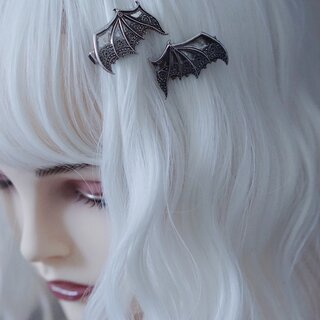 Haarklammern - Bat wings silber