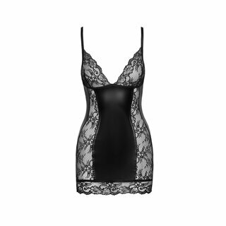 Noir Handmade - Powerwetlook Kleid mit Spitzeneins�tzen