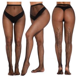 Netzstrumpfhose mit Muster Sterne & Linien