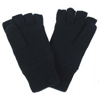 Strick Handschuhe - gefttert - ohne Finger - schwarz