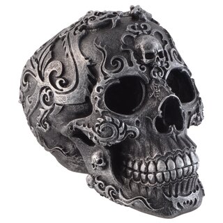 Gothic Skull - schwarzer Schdel mit silberner Verziehrung