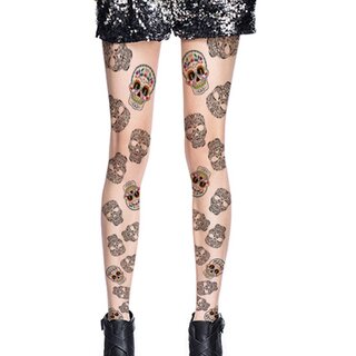 Strumpfhose - hautfarben - bedruckt Fledermaus