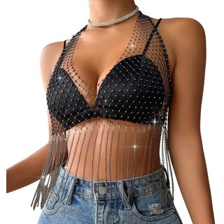 Netztop mit Ketten und Strass