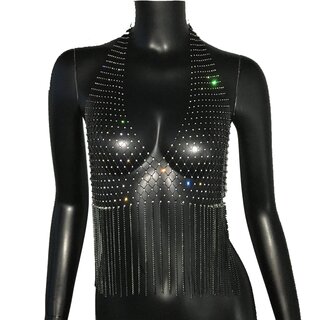 Netztop mit Ketten und Strass