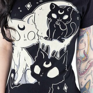 Cupcake Cult - Midnight Kitty T Shirt -  Girly 2XL