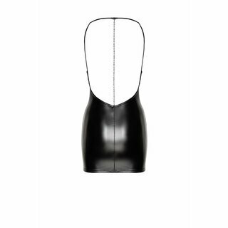Noir Handmade - Mirage wetlook mini dress with jewelry rhinestone chain L