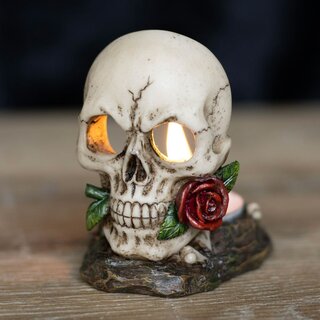 Teelichthalter - Skull Rose