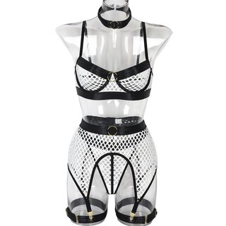 Netz outfit - 6-teilig - schwarz/wei S