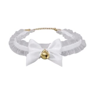 Halsband - Choker mit Gl�ckchen wei�