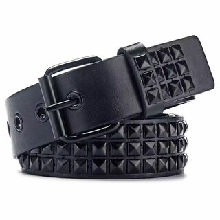Grtel - Pyramidennieten  - 110 cm schwarz/ silber
