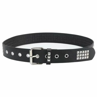 Grtel - Pyramidennieten  - 110 cm schwarz/ silber
