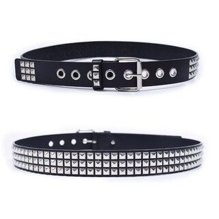 Grtel - Pyramidennieten  - 110 cm schwarz/ silber