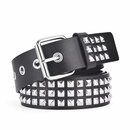 Gürtel - Pyramidennieten  - 110 cm schwarz/ silber