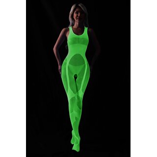 Catsuit - kleines Netz -  wei - Glow in the dark