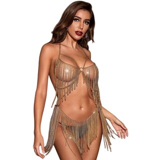 Body chain  - half skirt and bra gold