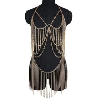 Body chain  - half skirt and bra gold
