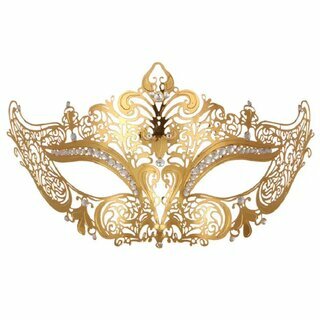 Filigrane Maske aus Metall  Delux schwarz/rot