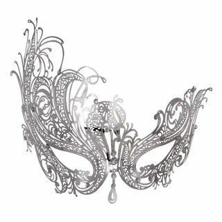 Filigrane Maske aus Metall  Delux schwarz/rot