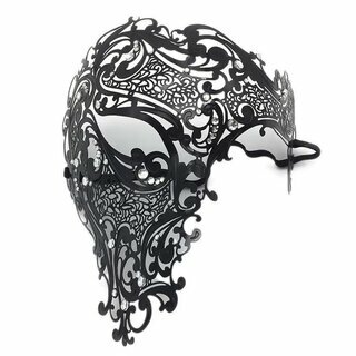 Filigrane Maske aus Metall  Phantom schwarz
