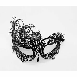 Filigrane Maske aus Metall  Phantom schwarz