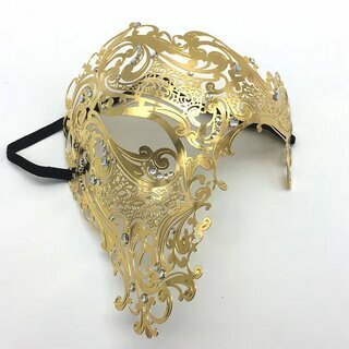 Filigrane Maske aus Metall  Phantom schwarz