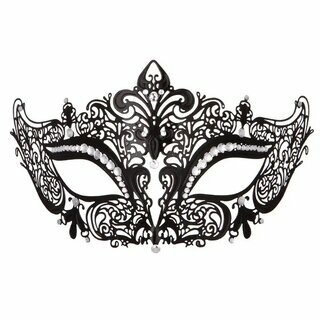 Filigrane Maske aus Metall  Phantom schwarz