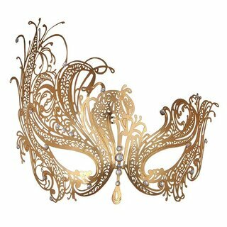 Filigrane Maske aus Metall  Swan gold