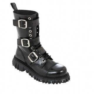 Boots & Braces - 12-Loch - Massiv 3-Buckle - schwarz 12 = 46