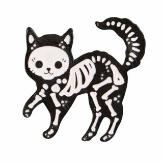 Metallpin Skelettkatze