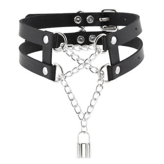 Halsband - Kette und Schloss