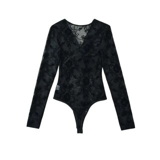 Body - lang�rmelig, beflockt und mit V-Ausschnitt