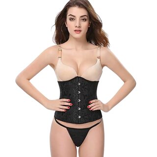 Unterbrustkorsage - Brokat - schwarz S