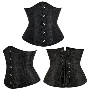 Unterbrustkorsage - Brokat - schwarz S