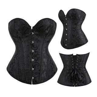 Vollbrustkorsage - Brokat - schwarz 2XL