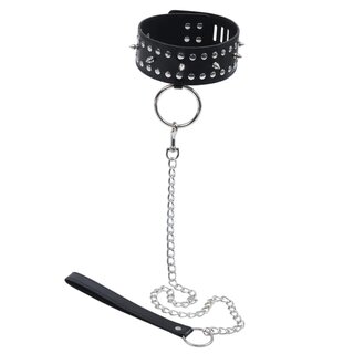 Halsfessel - Halsband mit Nieten, Mini-Schloss