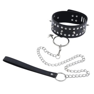Halsfessel - Halsband mit Nieten, Mini-Schloss